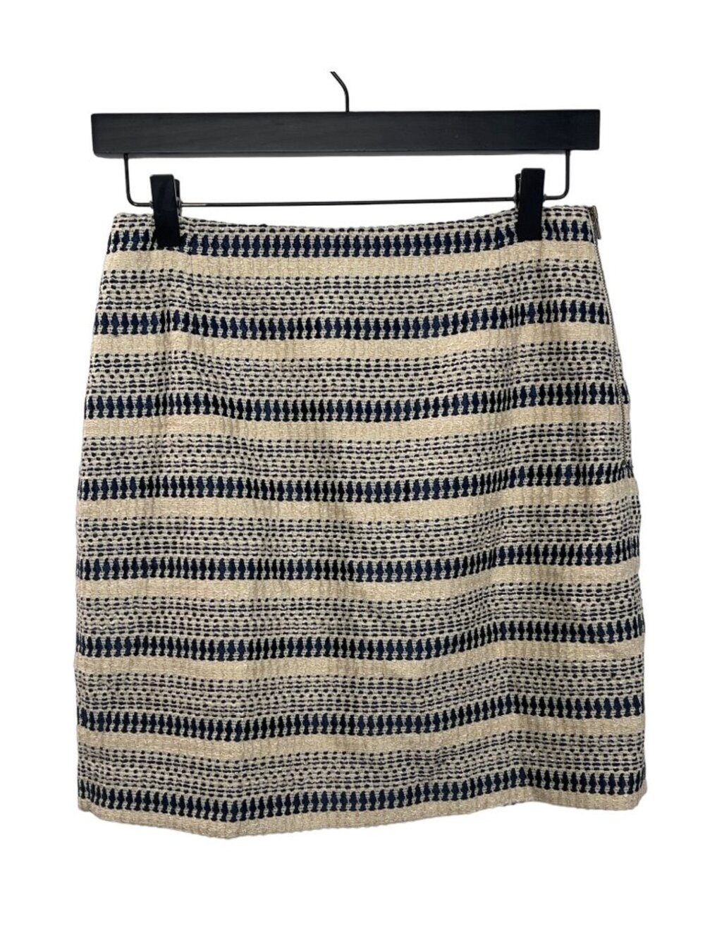 Banana Republic Mini Skirt Women 2 Cream Gold Metallic Striped Office